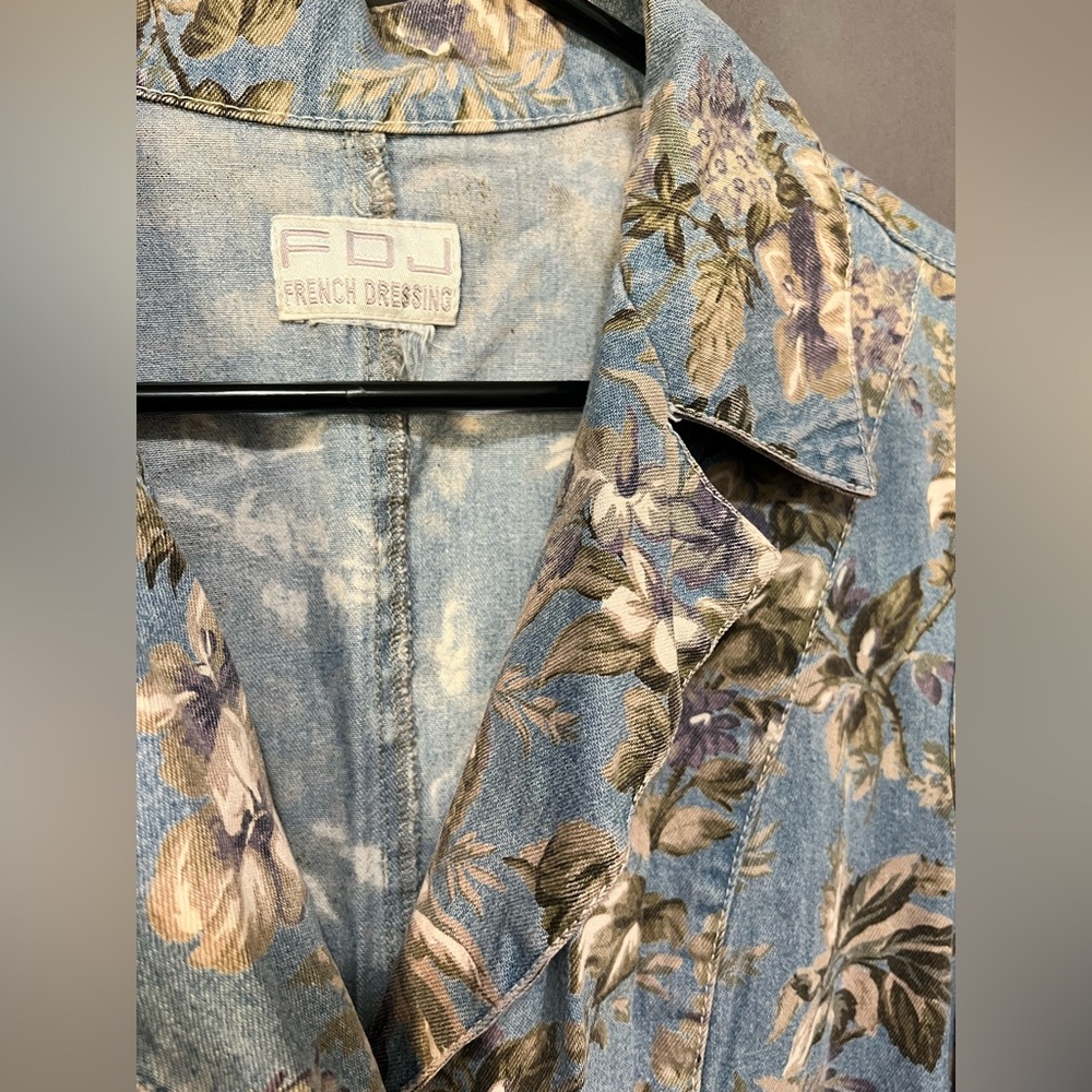 French Dressing Floral Button Down Denim Jacket - Picture 2 of 3